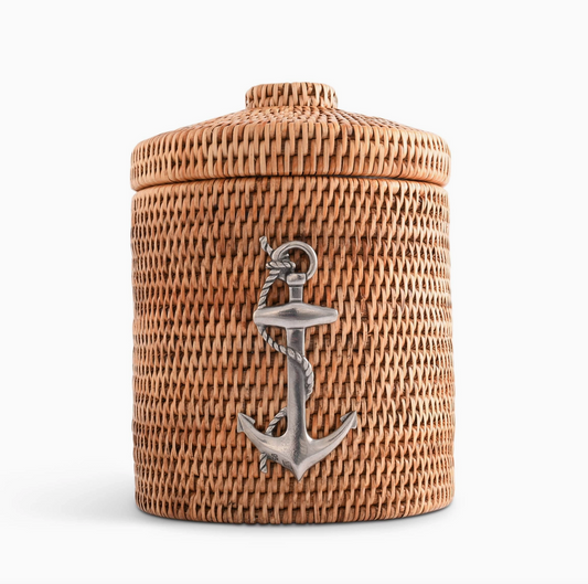 Anchor Hand Woven Wicker Rattan Lidded Ice Bucket