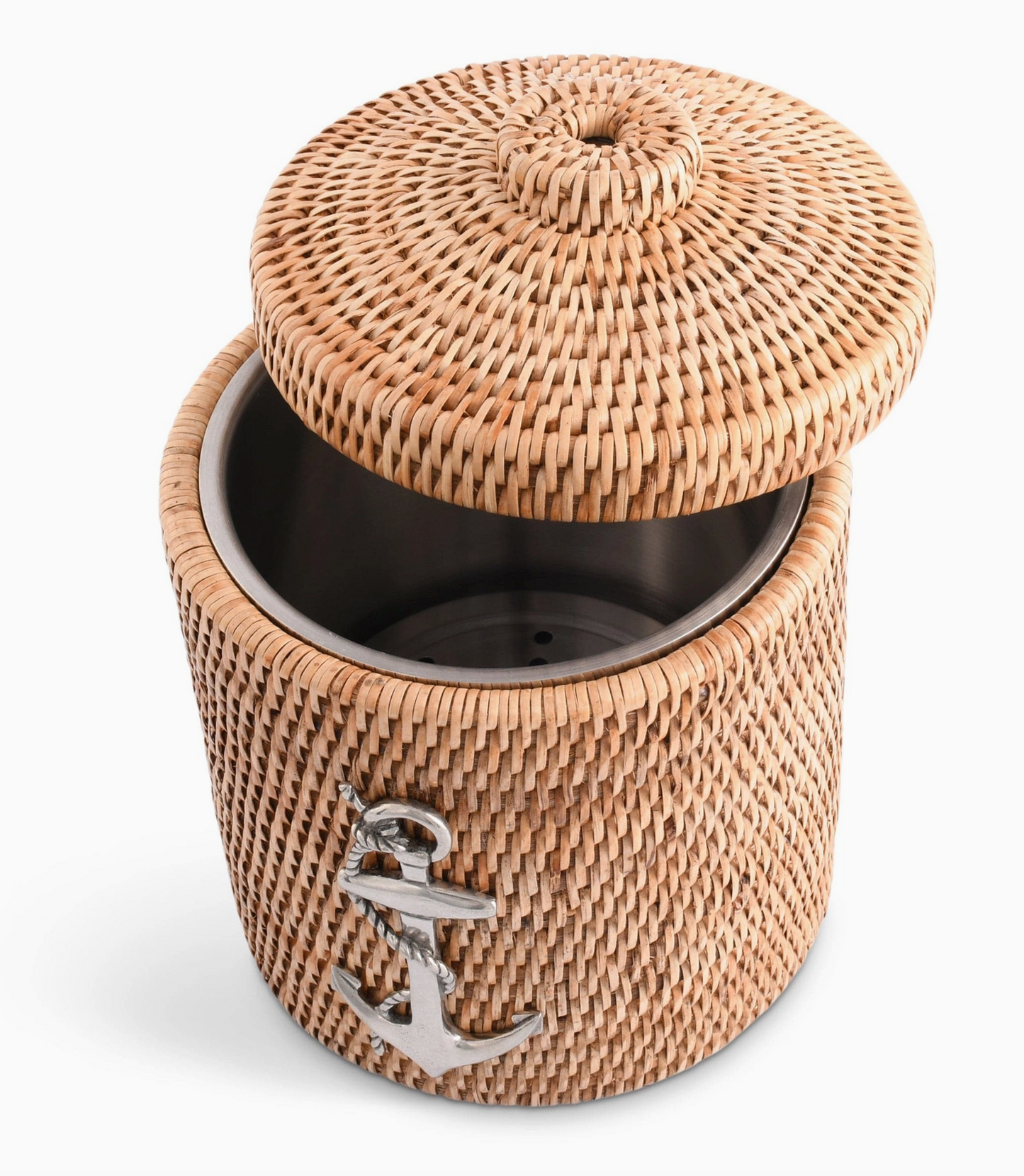 Anchor Hand Woven Wicker Rattan Lidded Ice Bucket