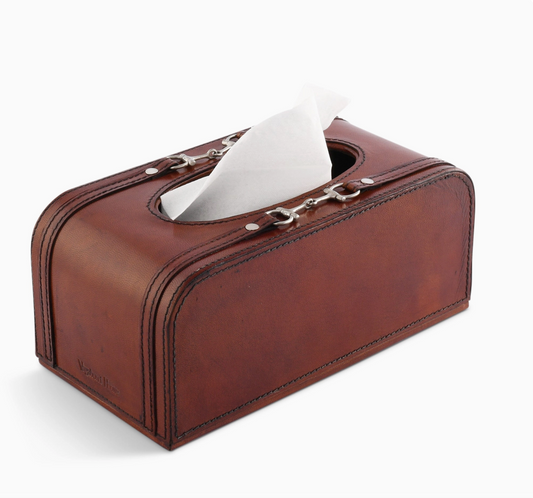 Premium Genuine Leather Bit Tissue Box