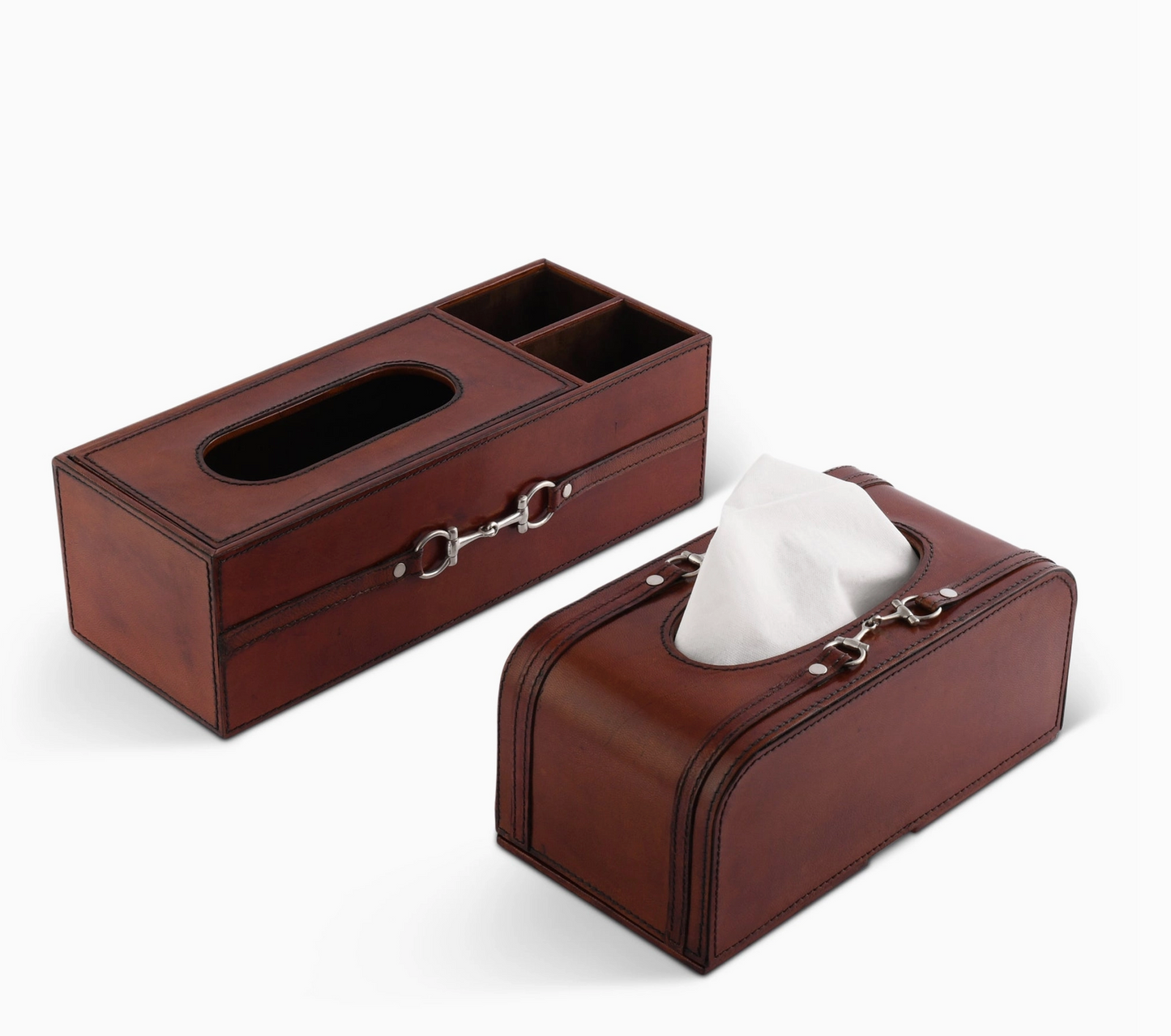 Premium Genuine Leather Bit Tissue Box